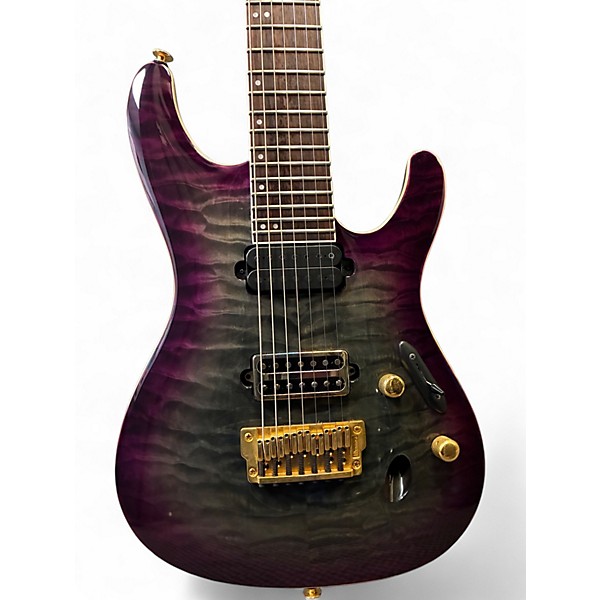 Used Ibanez S5527QFX Prestige Dark Purple DoomBurst Solid Body Electric Guitar