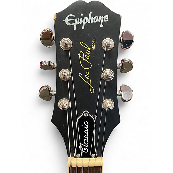 Used 2022 Epiphone Les Paul Classic Black Solid Body Electric Guitar