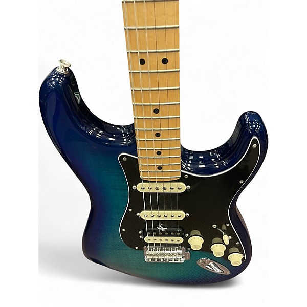 Used Fender Deluxe Triple Play Stratocaster HSS Blue Burst Solid Body Electric Guitar
