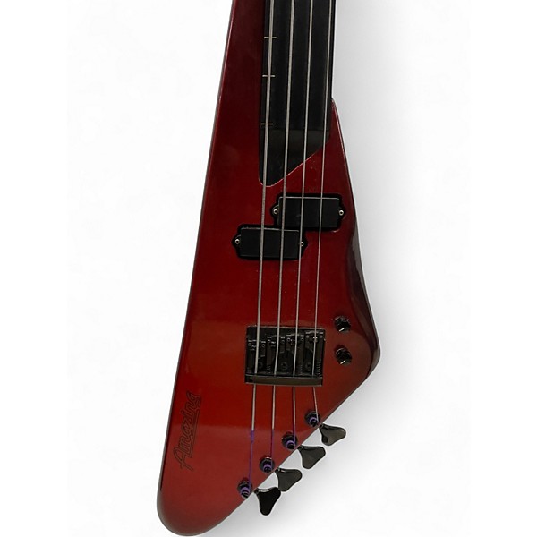 Used Amazing Musical Instrument Company Fretless 4 String Red Electric Bass Guitar
