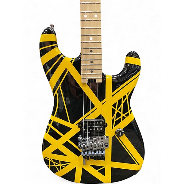 Used EVH Striped Series Black with Yellow Stripes Solid Body Electric Guitar