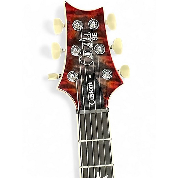 Used PRS SE CUSTOM 24-08 QUILT CHARCOAL CHERRY BURST Solid Body Electric Guitar