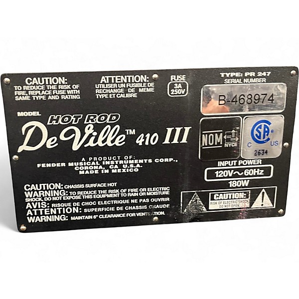 Used Fender Hot Rod Deville III 60W 4x10 Tube Guitar Combo Amp