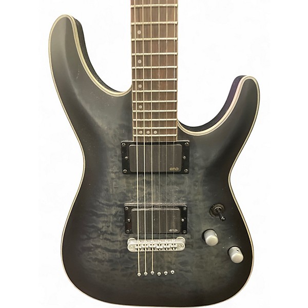 Used Schecter C-1 PLATINUM Trans Black Solid Body Electric Guitar