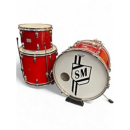 Used 1960s Polaris 3 Piece Vintage MIJ Luan Poplar Red Sparkle Drum Kit