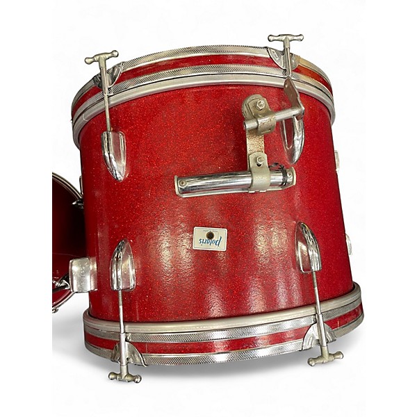 Used 1960s Polaris 3 Piece Vintage MIJ Luan Poplar Red Sparkle Drum Kit