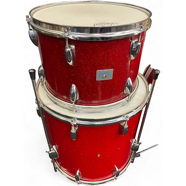 Used 1960s Polaris 3 Piece Vintage MIJ Luan Poplar Red Sparkle Drum Kit