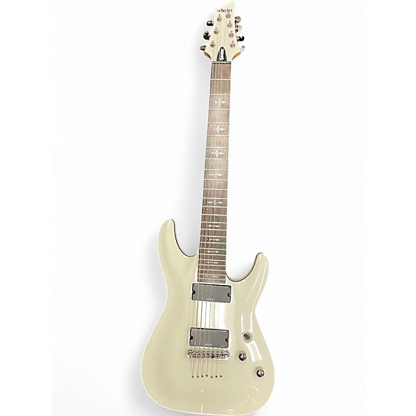 Used Schecter Guitar Research Demon 7 String Vintage White Solid Body Electric Guitar