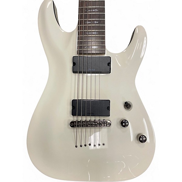 Used Schecter Guitar Research Demon 7 String Vintage White Solid Body Electric Guitar