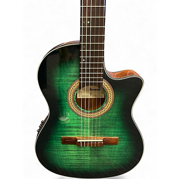 Used Ibanez ga35fm Green Classical Acoustic Electric Guitar