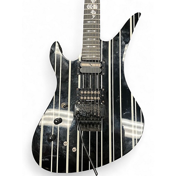 Used Schecter Guitar Research Synyster Gates Signature Custom Left Handed Black with Silver Pinstripes Electric Guitar