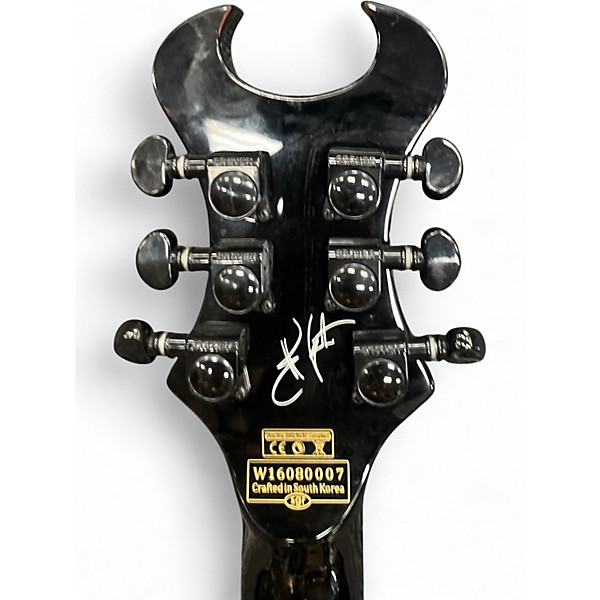 Used Schecter Guitar Research Synyster Gates Signature Custom Left Handed Black with Silver Pinstripes Electric Guitar