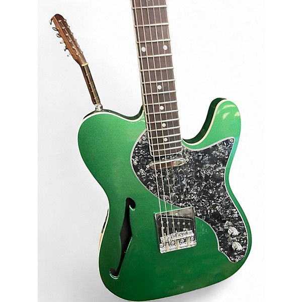 Used Firefly Pure Series FFTH Semi-Hollow Green Sparkle Solid Body Electric Guitar