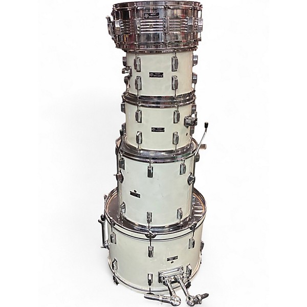 Used Rocky Percussion 5 Piece 5pc shell set with hardware White Drum Kit