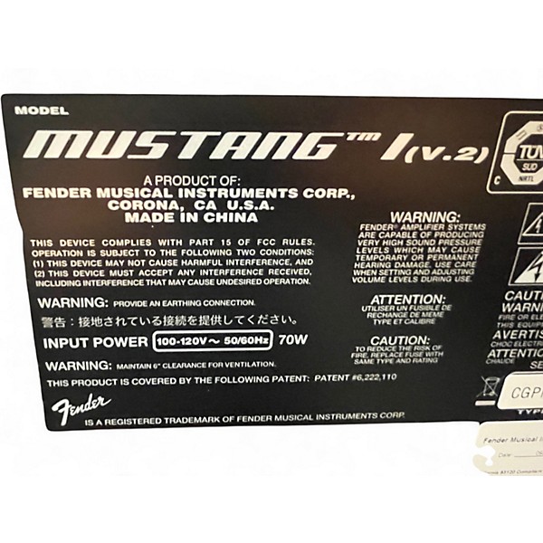 Used Fender Mustang 1 Guitar Combo Amp