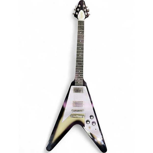 Used Epiphone FLYING V Black and Silver Solid Body Electric Guitar