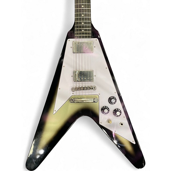 Used Epiphone FLYING V Black and Silver Solid Body Electric Guitar
