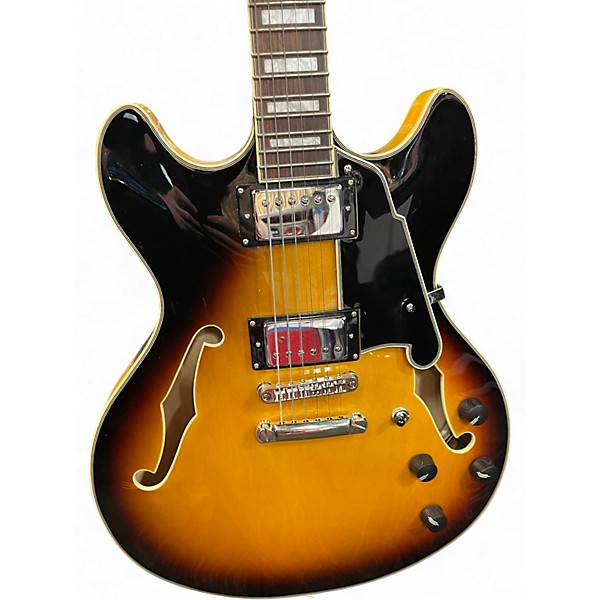 Used D'Angelico Premier Series DC Vintage Sunburst Hollow Body Electric Guitar