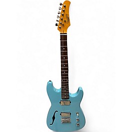 Used Xaviere Thinline S-Style Blue Hollow Body Electric Guitar