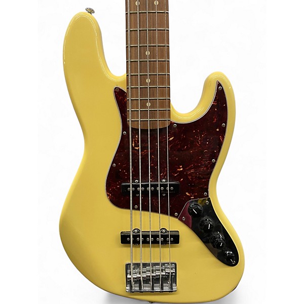 Used 2012 Fender Deluxe Active Jazz Bass V 5 String Vintage White Electric Bass Guitar