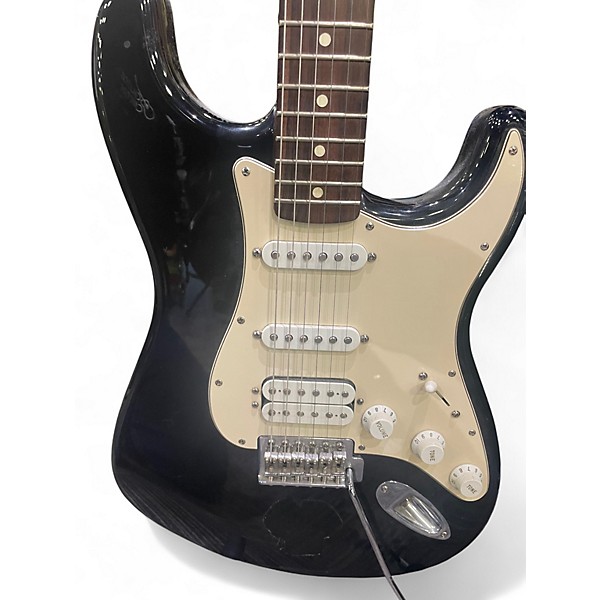 Used 2000s Fender Standard Stratocaster HSS Black and White Solid Body Electric Guitar