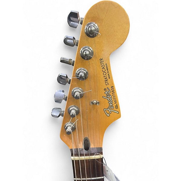 Used 2000s Fender Standard Stratocaster HSS Black and White Solid Body Electric Guitar