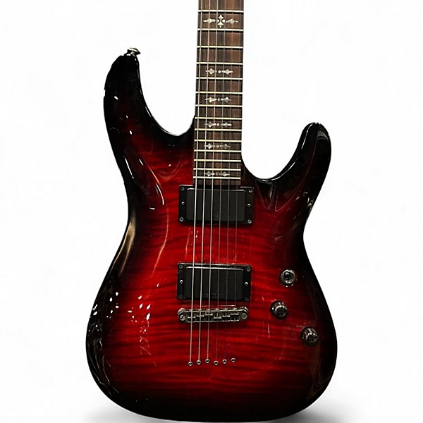Used Schecter Guitar Research Damien Elite 6 Trans Red Solid Body Electric Guitar