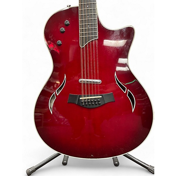 Used Taylor T5S-12 Trans Red 12 String Acoustic Electric Guitar