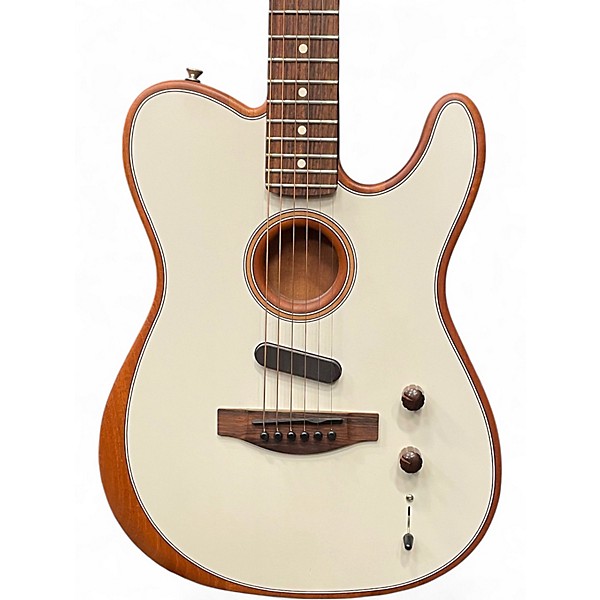 Used Fender Acoustasonic Player Telecaster Arctic White Acoustic Electric Guitar