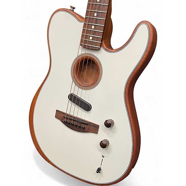 Used Fender Acoustasonic Player Telecaster Arctic White Acoustic Electric Guitar