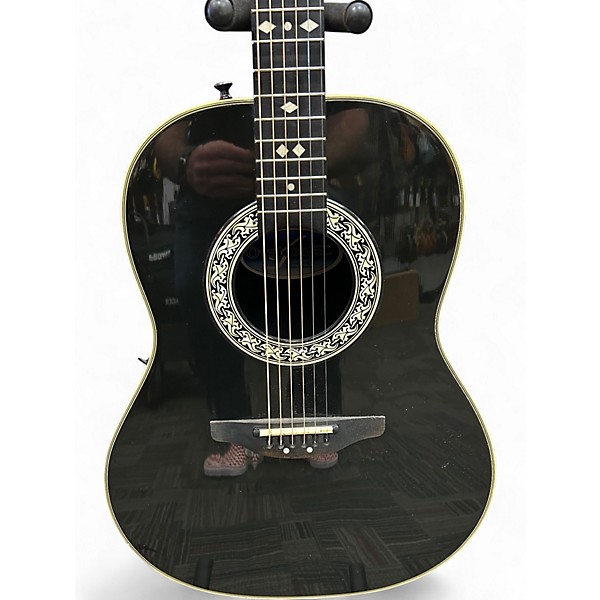 Used Ovation 1712 Custom Balladeer Black Acoustic Electric Guitar