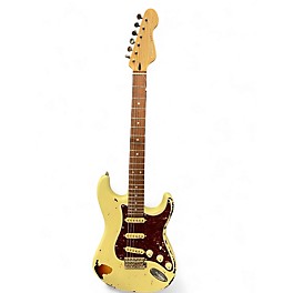 Used Vintage V6 ICON DISTRESSED WHITE OVER SUNBURST Solid Body Electric Guitar