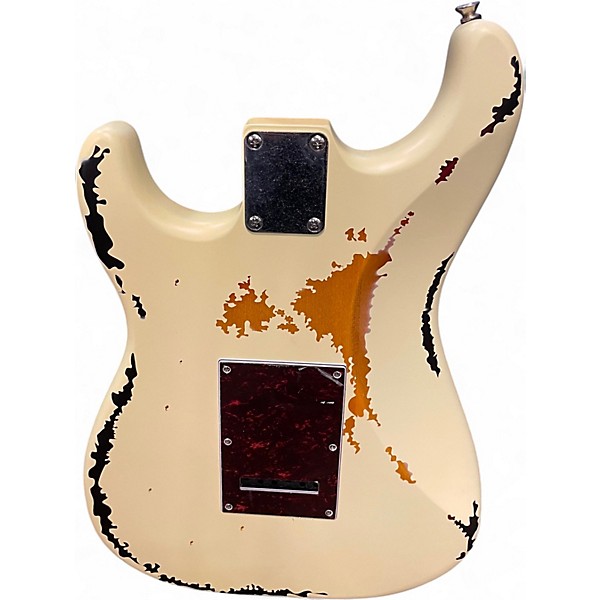 Used Vintage V6 ICON DISTRESSED WHITE OVER SUNBURST Solid Body Electric Guitar