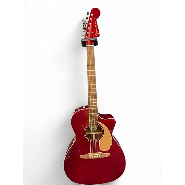 Used Fender Newporter Player Candy Apple Red Acoustic Electric Guitar