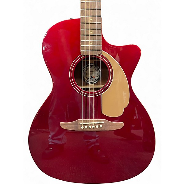 Used Fender Newporter Player Candy Apple Red Acoustic Electric Guitar