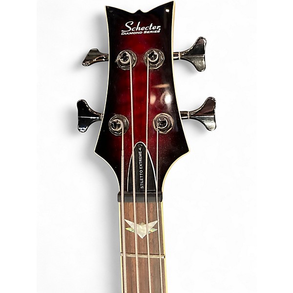 Used Schecter Guitar Research Stiletto Extreme 4 String Black Cherry Electric Bass Guitar