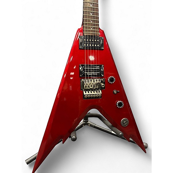 Used Dean Dime Razorback V Chrome Red Metallic Solid Body Electric Guitar