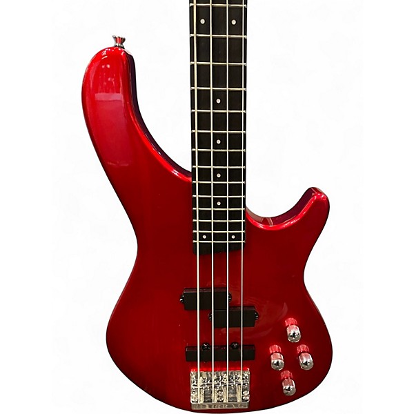 Used Donner DPJ-100 Candy Apple Red Electric Bass Guitar