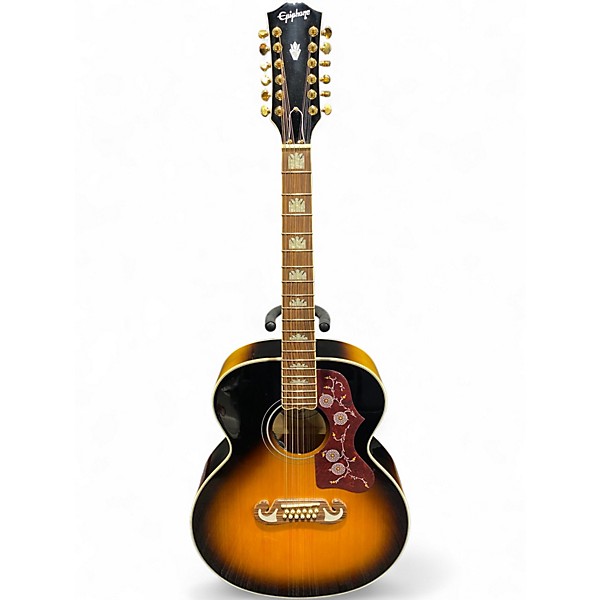 Used Epiphone J-200 2 Color Sunburst 12 String Acoustic Guitar