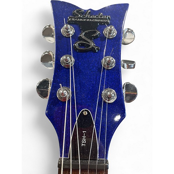 Used Schecter Guitar Research diamond series tsh-1 blue and white Solid Body Electric Guitar