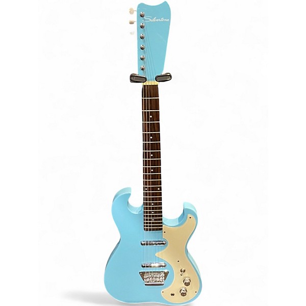 Used Silvertone 1449 Daphne Blue Solid Body Electric Guitar