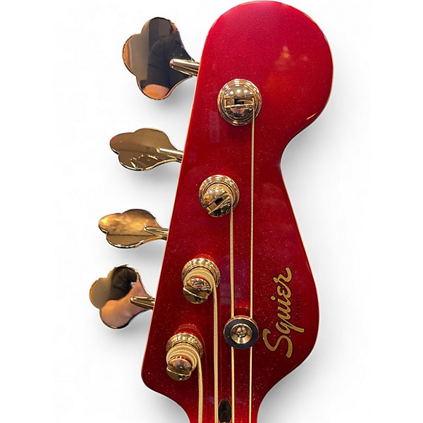 Used Squier Paranormal rascal bass Candy Apple Red Electric Bass Guitar