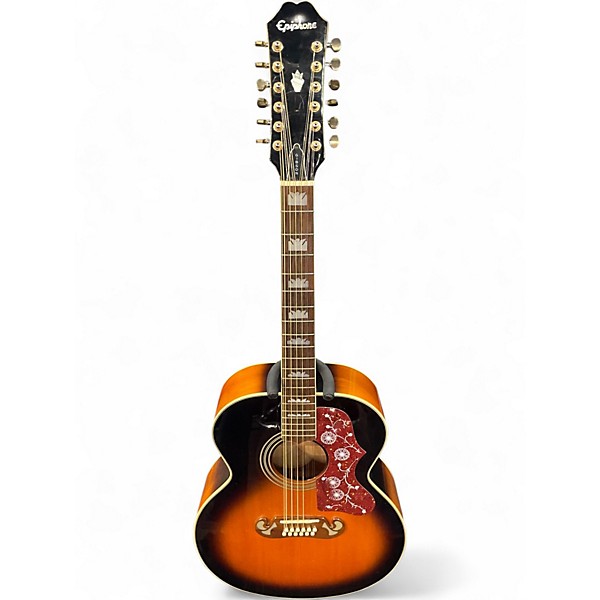 Used 1998 Epiphone EJ 212 ES 2 Tone Sunburst 12 String Acoustic Guitar