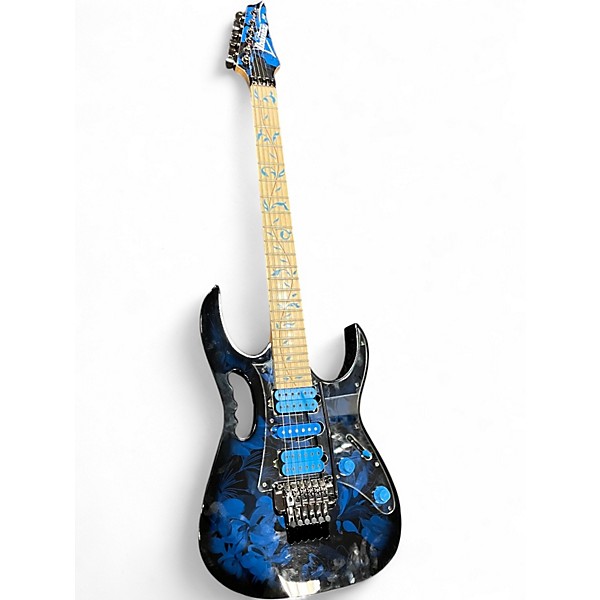 Used Ibanez JEM77P BLACK AND BLUE Solid Body Electric Guitar