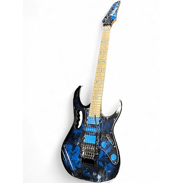 Used Ibanez JEM77P BLACK AND BLUE Solid Body Electric Guitar
