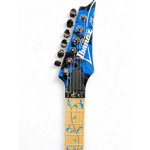Used Ibanez JEM77P BLACK AND BLUE Solid Body Electric Guitar