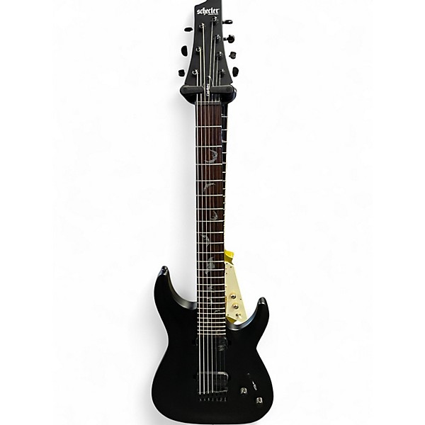 Used Schecter Guitar Research Damien 7 String Black Solid Body Electric Guitar