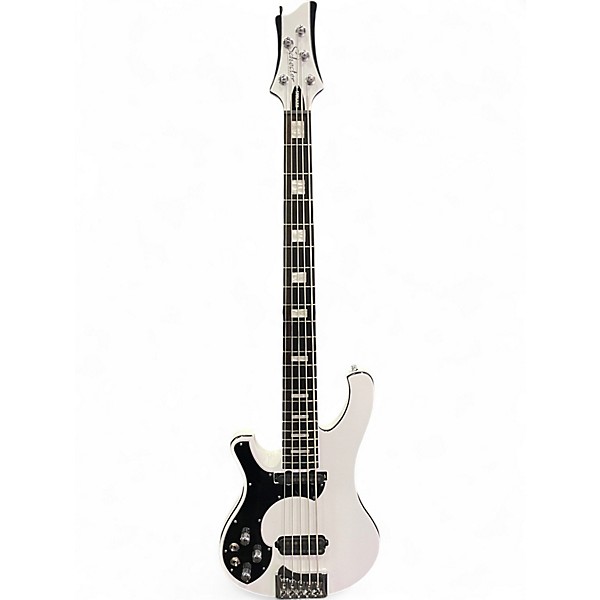 Used Schecter Guitar Research Stargazer Left Handed Bass 5 Alpine White Electric Bass Guitar