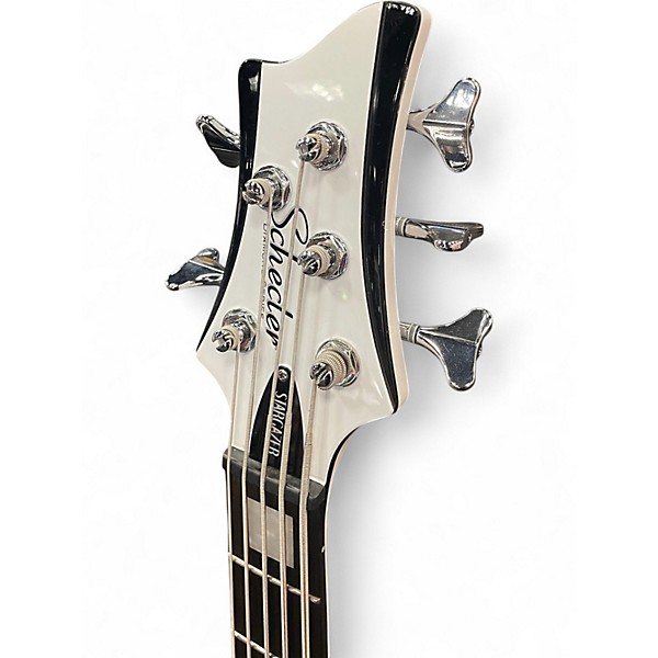 Used Schecter Guitar Research Stargazer Left Handed Bass 5 Alpine White Electric Bass Guitar
