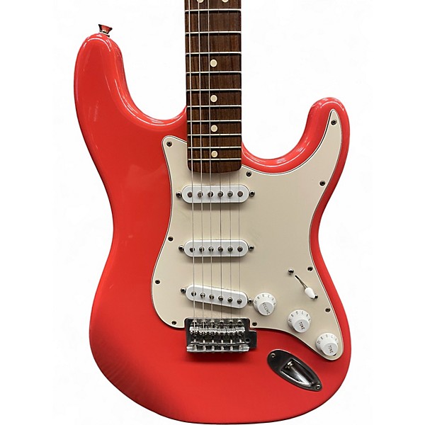 Used Fender Player Stratocaster CORAL RED Solid Body Electric Guitar